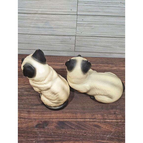 Set of 2 Vintage Ceramic Siamese Cat Figurines - Picture 9 of 10